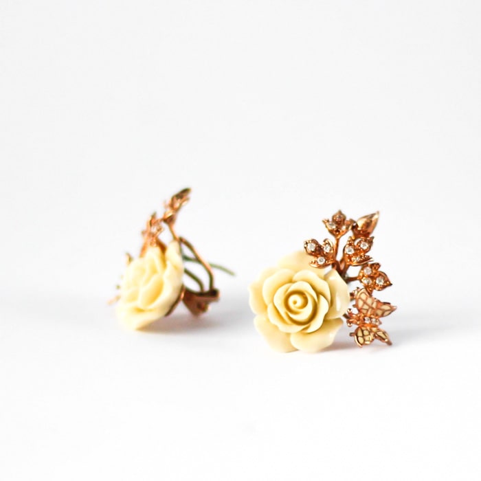 Hand Carved Flower Studs
