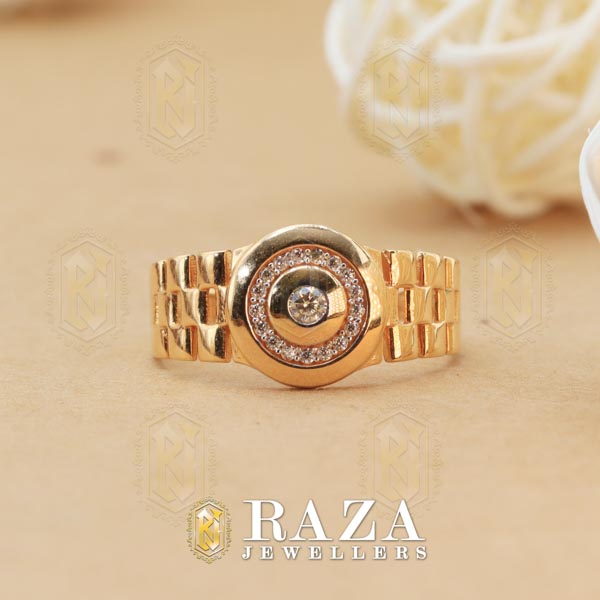 GOLD ROLEX STYLE GENTS RING - Raza Jewellers