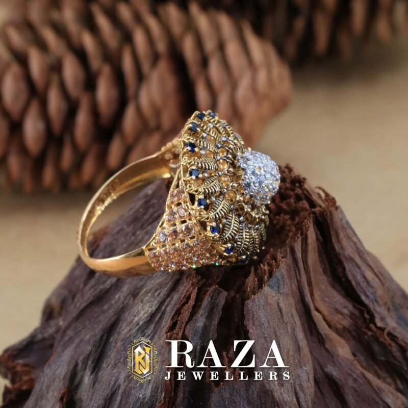 Antique Gold Ring with zarcon and Sapphire