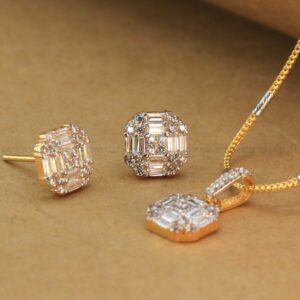 Diamond Style Gold Locket Set
