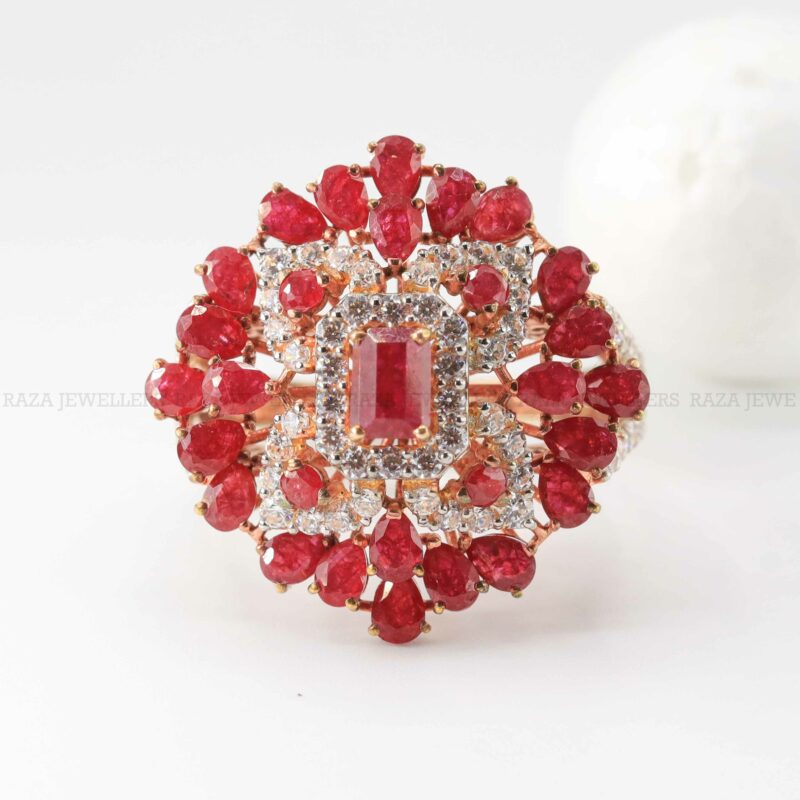 Cocktail Ruby Gold Ring