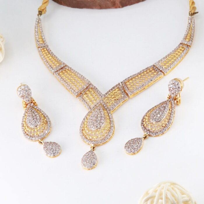 Modern Gold Bridal Necklace Set