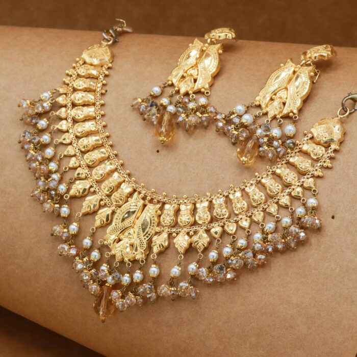 Antique Pure Gold Bridal Necklace Set - Buy Online