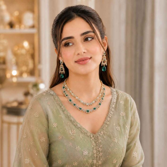 Emerald DoubleLine Bridal Set